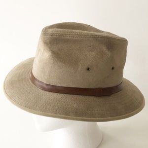 Hatquarters USA by Henschel Suede Fedora Hat w Brown Leather Band Fits 21"